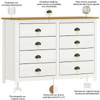 Cômoda Para Quarto Closet 8 Gavetas Madeira Maciça Mazzaro F06 Branco Freijó - Lyam Decor - 3