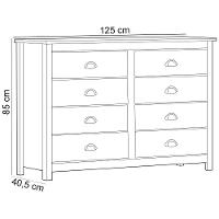 Cômoda Para Quarto Closet 8 Gavetas Madeira Maciça Mazzaro F06 Branco Freijó - Lyam Decor