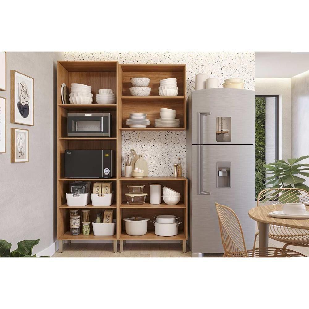 Cozinha Completa Brilhante 3 Peças (1aéreo+1balcão+1torrequente) C3p53 Cinamomo-platina - Mgm - 6