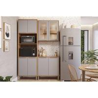 Cozinha Completa Brilhante 3 Peças (1aéreo+1balcão+1torrequente) C3p53 Cinamomo-platina - Mgm - 1