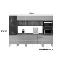 Cozinha Completa Proença 6 Peças (2aéreos+2balcões+1torrequente+1cristaleira) C6p96 Nogueira-carbono Prime Tx - Demóbile - 3