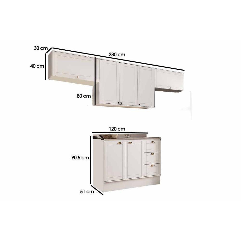 Cozinha Completa Bella 4 Peças (3aéreos+1balcão) C4p254 Nogal-cinza - Carraro - 2