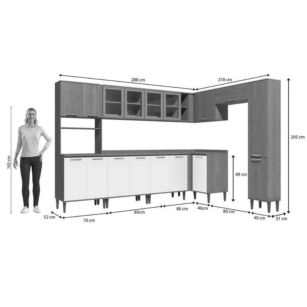 Cozinha Completa Linna 12 Peças (4aéreos+3balcões+2paneleiros+3complementos) C12p06 Canela-grafite - Kappesberg - 3