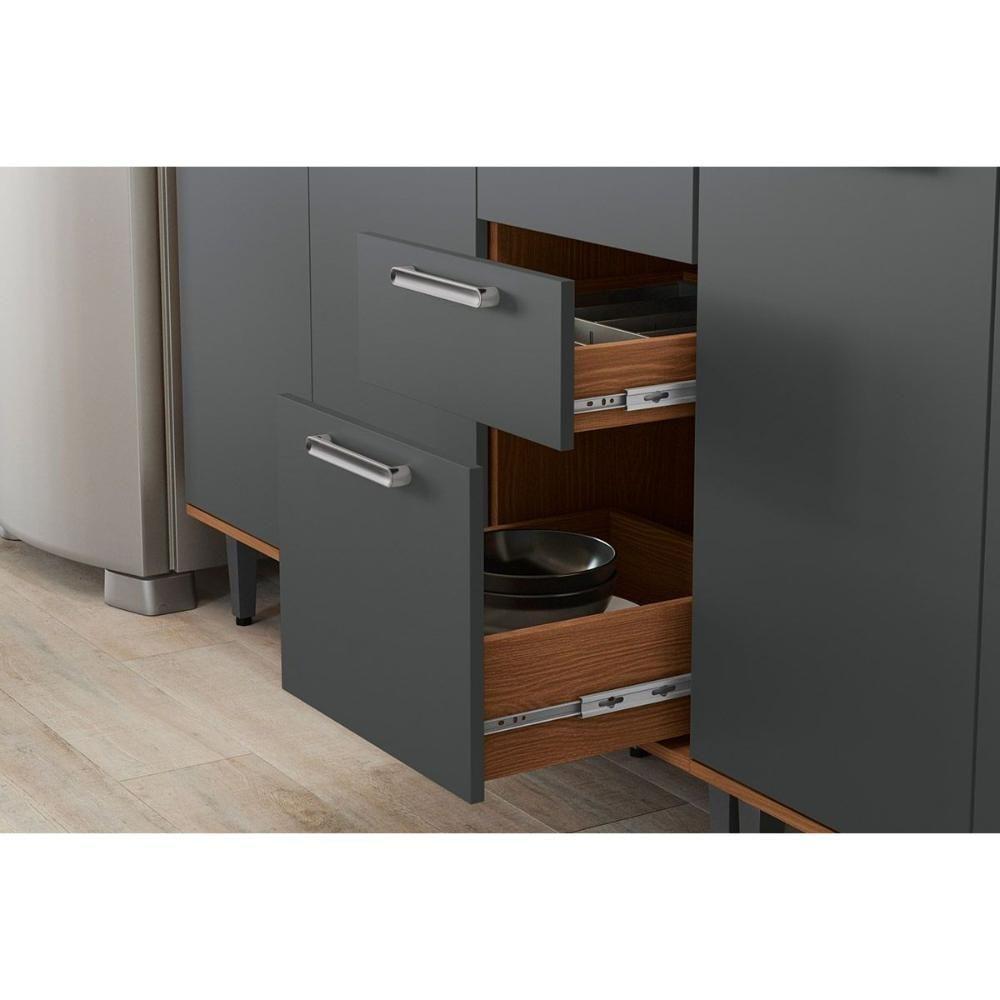 Cozinha Completa Linna 12 Peças (4aéreos+3balcões+2paneleiros+3complementos) C12p06 Canela-grafite - Kappesberg - 5