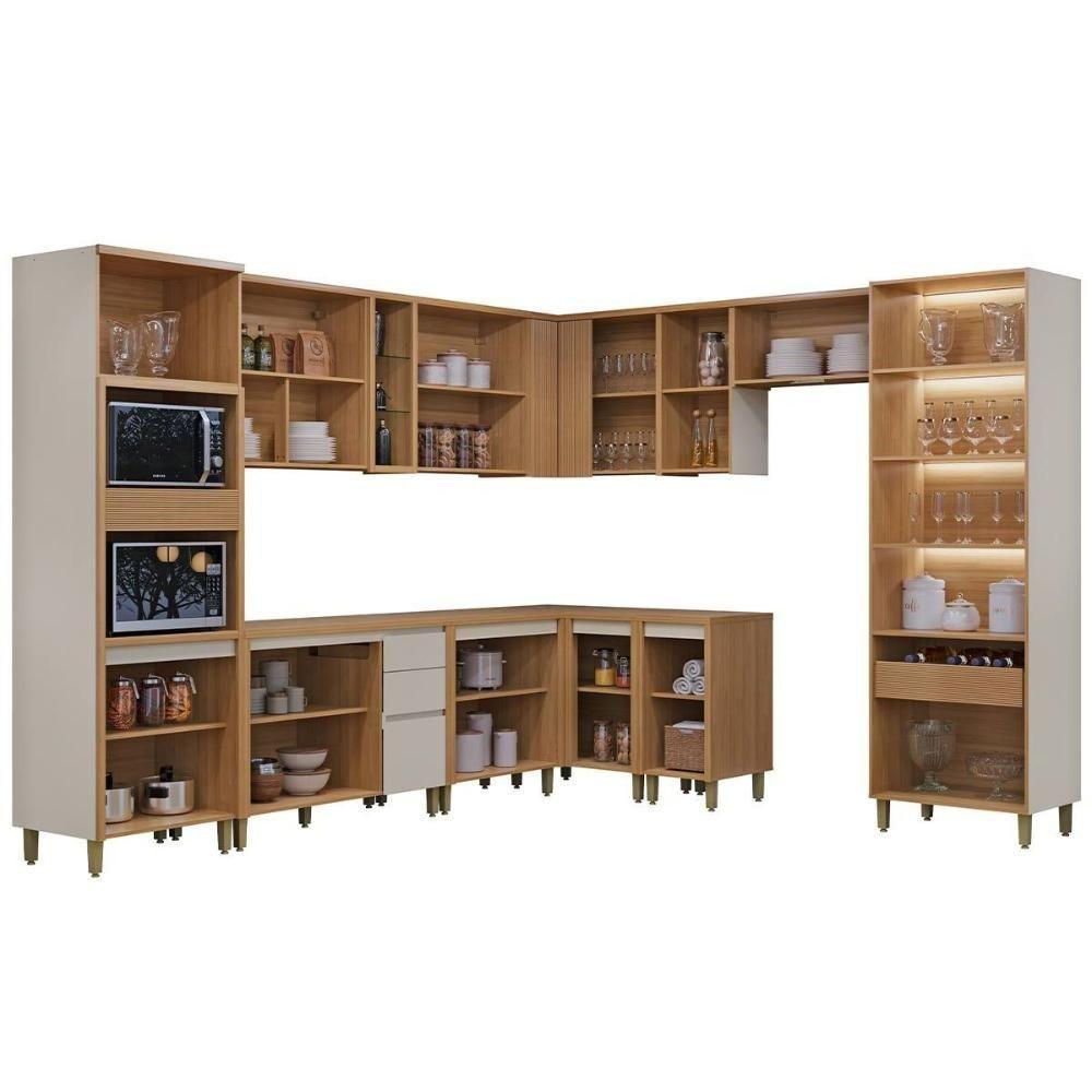 Cozinha Completa Allure 11 Peças (5aéreos+4balcões+1cristaleira+1paneleiro) Cp01 Jequitiba-gris Fosco - Linea Brasil - 3