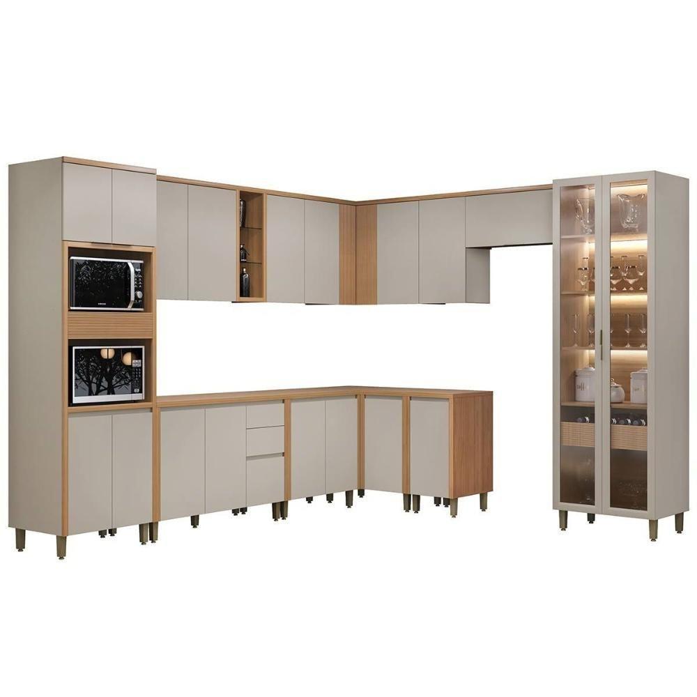 Cozinha Completa Allure 11 Peças (5aéreos+4balcões+1cristaleira+1paneleiro) Cp01 Jequitiba-gris Fosco - Linea Brasil - 10