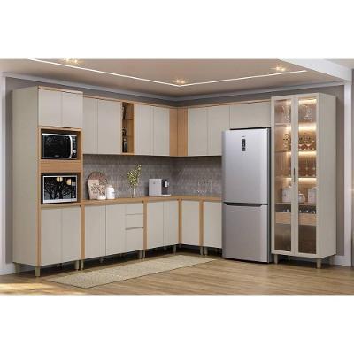 Cozinha Completa Allure 22 Portas 3 Gavetas MDF 120cm Cinza Jequitiba Gris Fosco