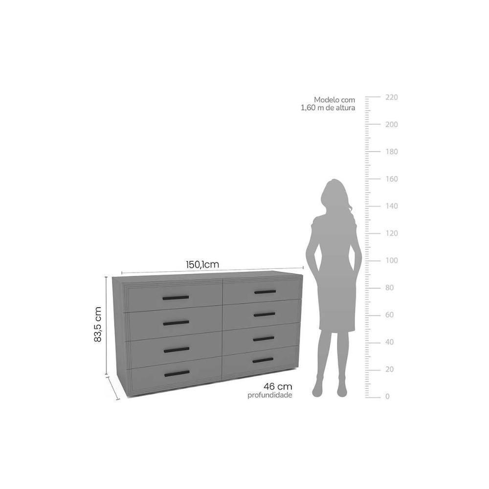 Cômoda Solteiro Valência C- 6 Gavetas Branco-cinza - Politorno - 3