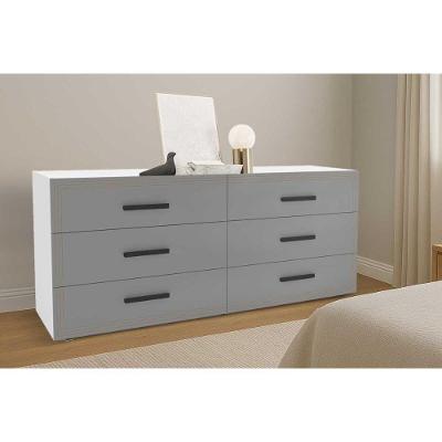 Cômoda Solteiro Valência C- 6 Gavetas Branco-cinza - Politorno