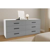 Cômoda Solteiro Valência C- 6 Gavetas Branco-cinza - Politorno - 1