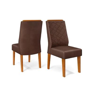 Kit 2 Cadeiras De Cozinha Lidia 2 Un Freijó-suede Moca Marrom - Dj Móveis