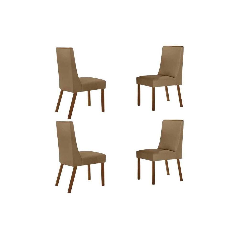 Kit 4 Cadeiras Sala Jantar Dakota 4 Un Madeira Capuccino-linho Bege Turim - Rufato - 1