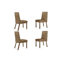 Kit 4 Cadeiras Sala Jantar Dakota 4 Un Madeira Capuccino-linho Bege Turim - Rufato - 1