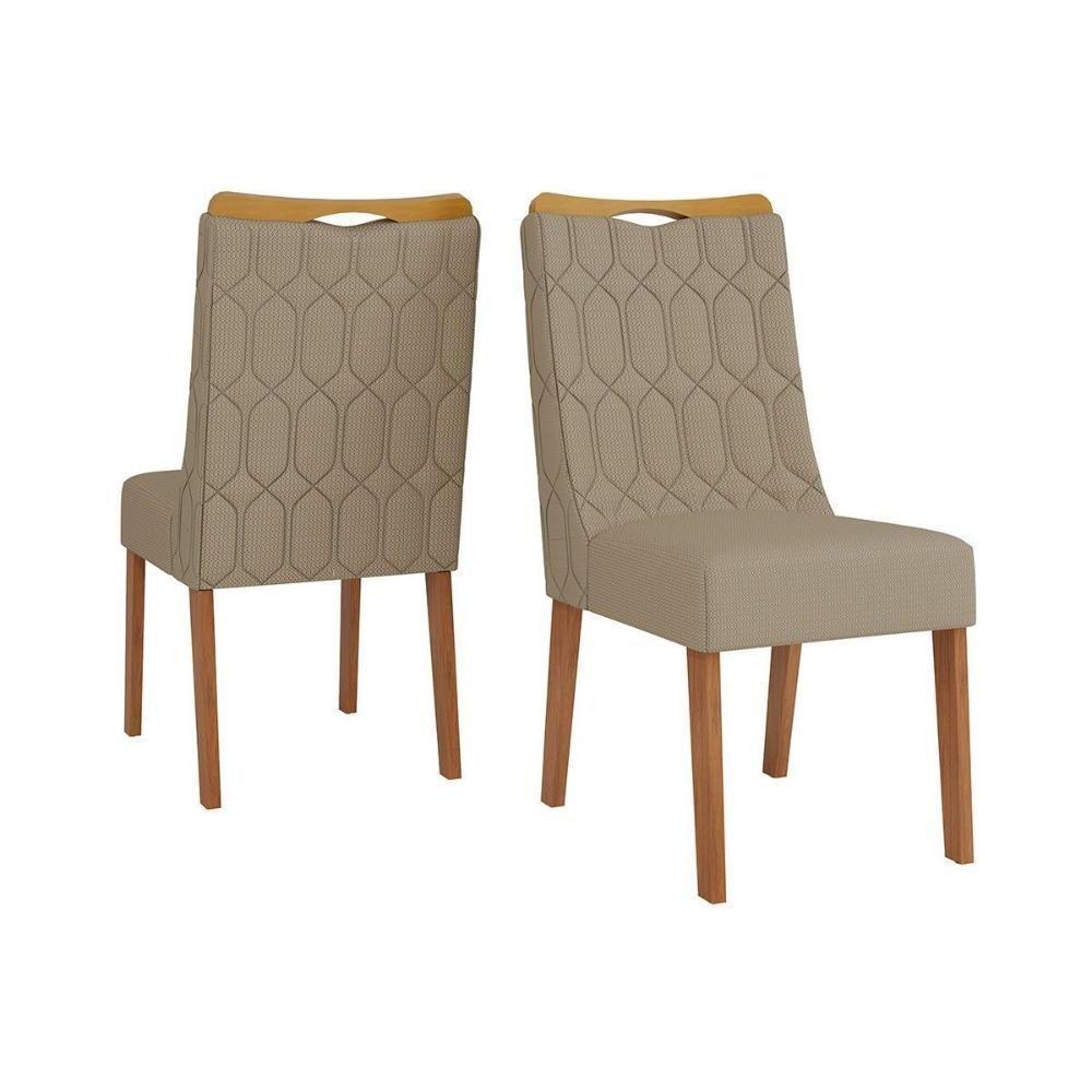 Kit 2 Cadeiras De Cozinha Bia Freijo-linho Bege - Dj Móveis - 1