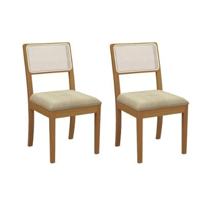 Kit 2 Cadeiras De Cozinha Lola 2cmm001ca Premium Madeira Maciça 2 Un Carvalho-boucle Bege-tela Bege - Kappesberg