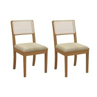 Kit 2 Cadeiras De Cozinha Lola 2cmm001ca Premium Madeira Maciça 2 Un Carvalho-boucle Bege-tela Bege - Kappesberg - 1