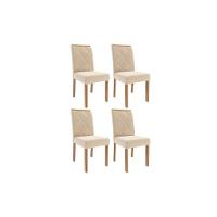 Kit 4 Cadeiras De Cozinha Fernanda Wood 4 Un Carvalho-suede Nude Bege - Cimol - 1