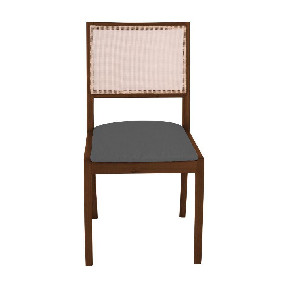 Kit 4 Cadeiras De Jantar Suellen Em Madeira E Mdf Mel Linho Cinza Grafite - 5