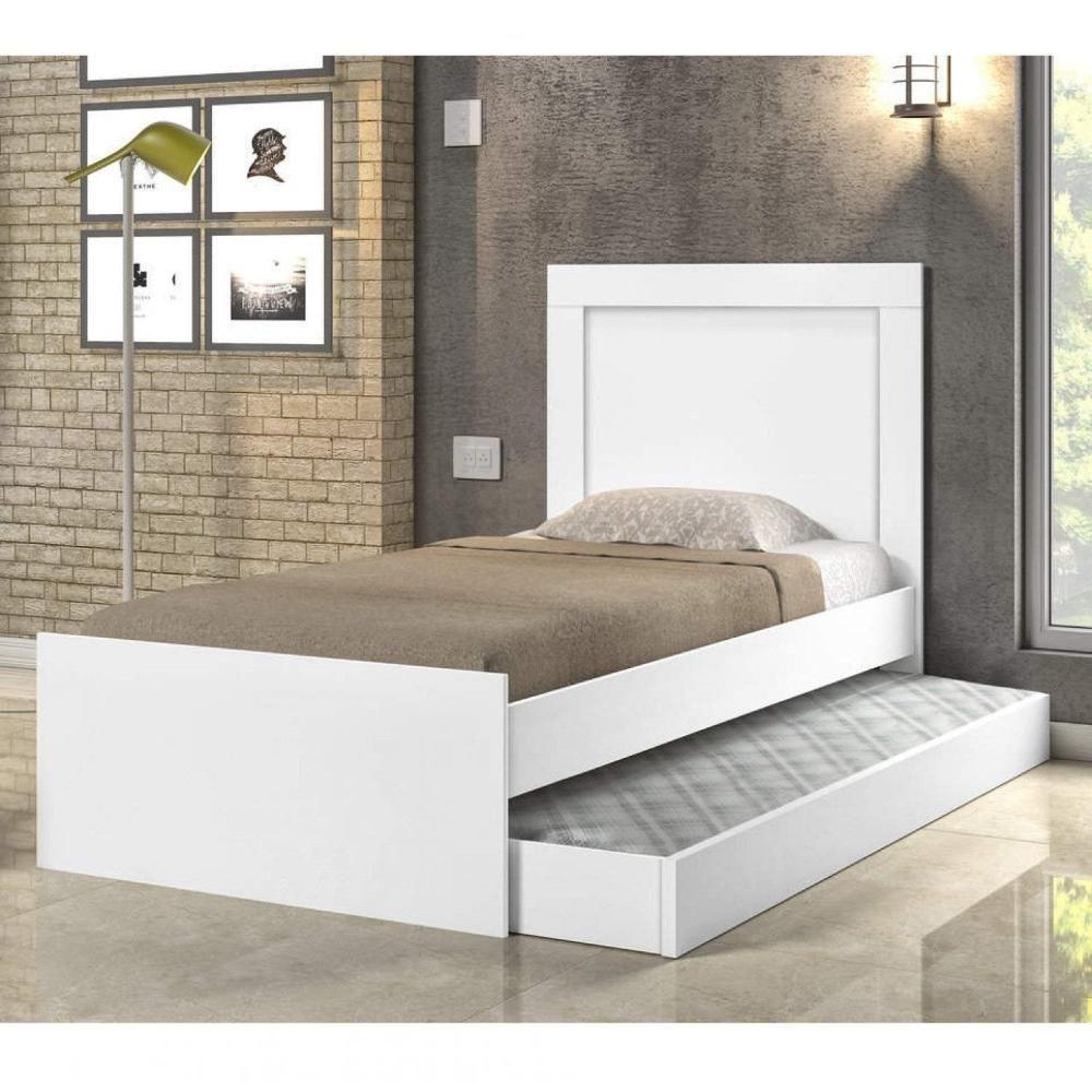 Cama Luara Solteiro 0,88cm Branco C/ Azul E Branco C/rosa Auxiliar Branco - Cambel - 2