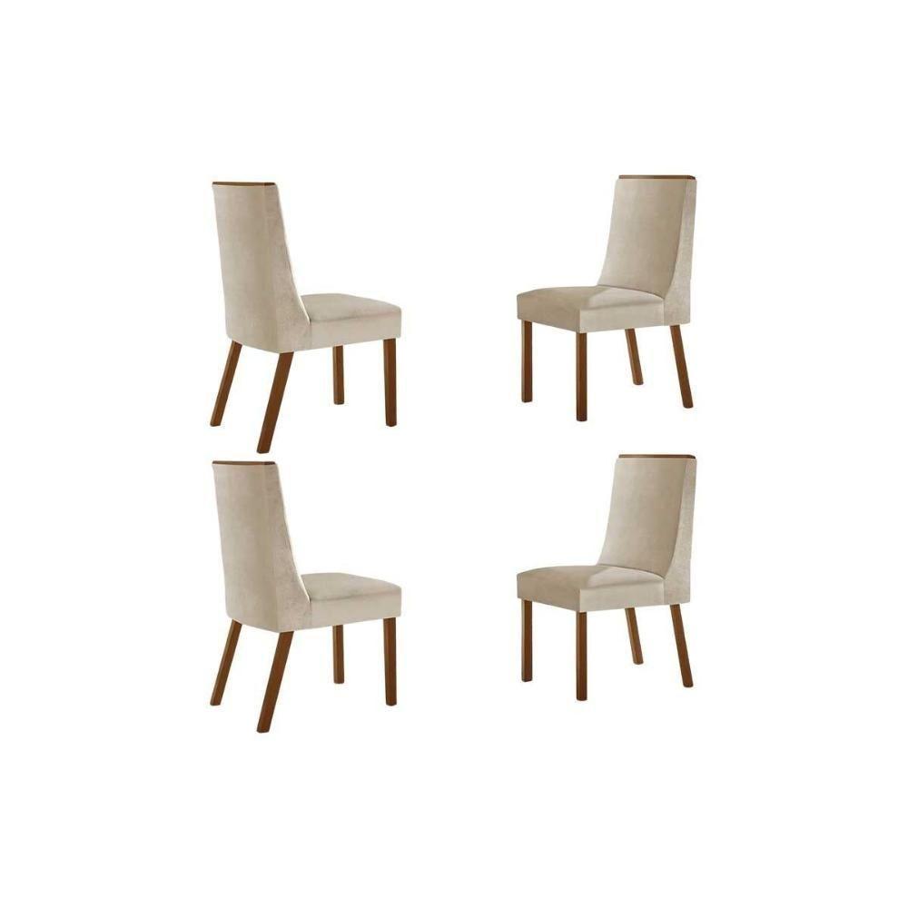 Kit 4 Cadeiras Sala Jantar Dakota 4 Un Madeira Capuccino-suede Creme - Rufato - 1