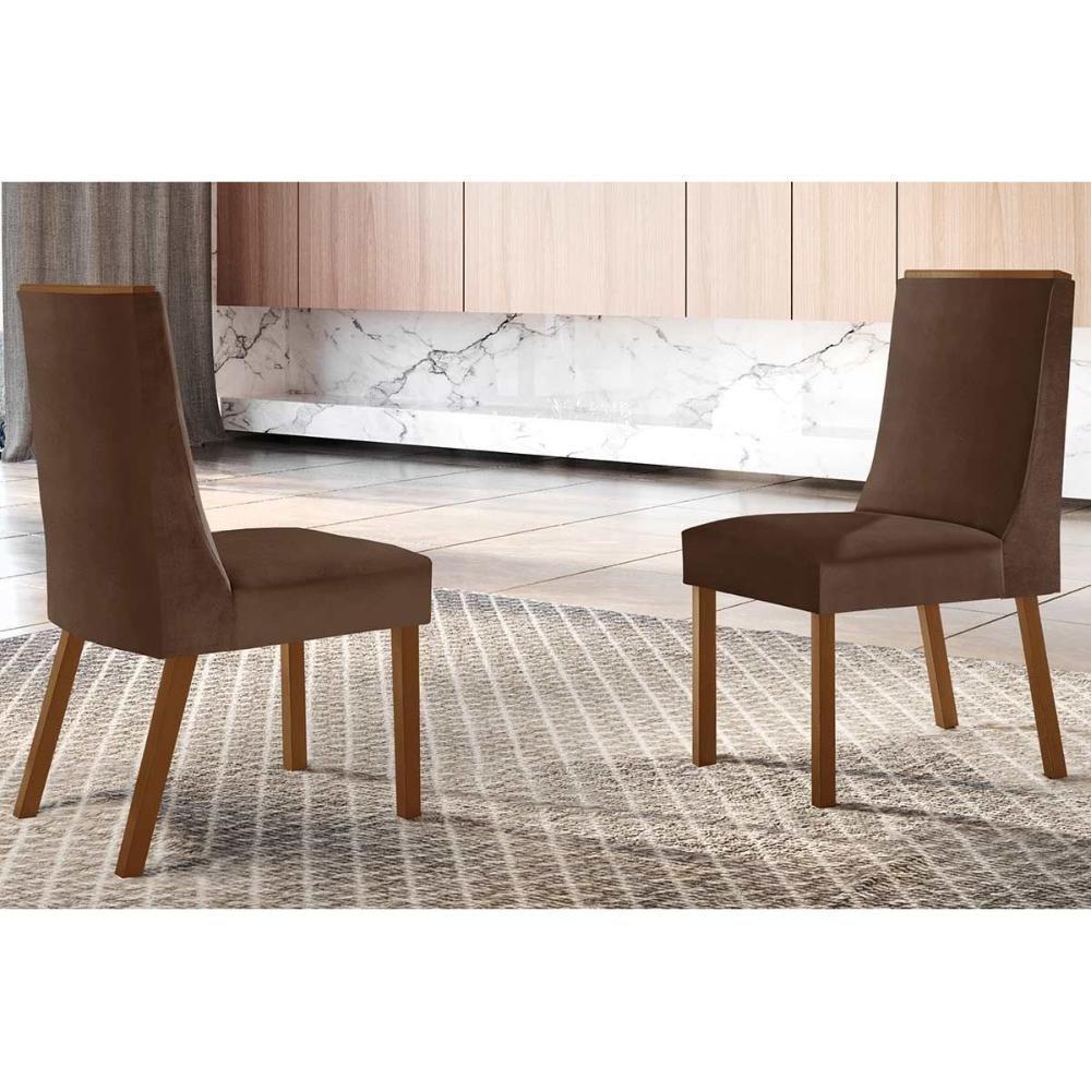 Kit 2 Cadeiras Sala Jantar Dakota 2 Un Madeira Capuccino-suede Marrom - Rufato - 1