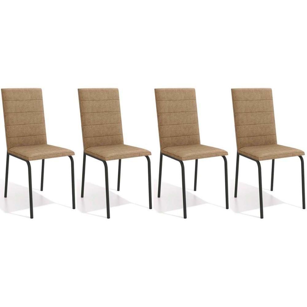 Kit 4 Cadeiras Sala Jantar Amsterdã C091prf Aço 4 Un Preto Fosco-capuccino - Kappesberg - 1