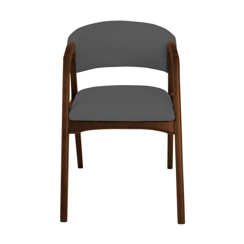 Kit 2 Cadeiras De Jantar Gabriela Em Madeira E Mdf Mel Linho Cinza Grafite - 5