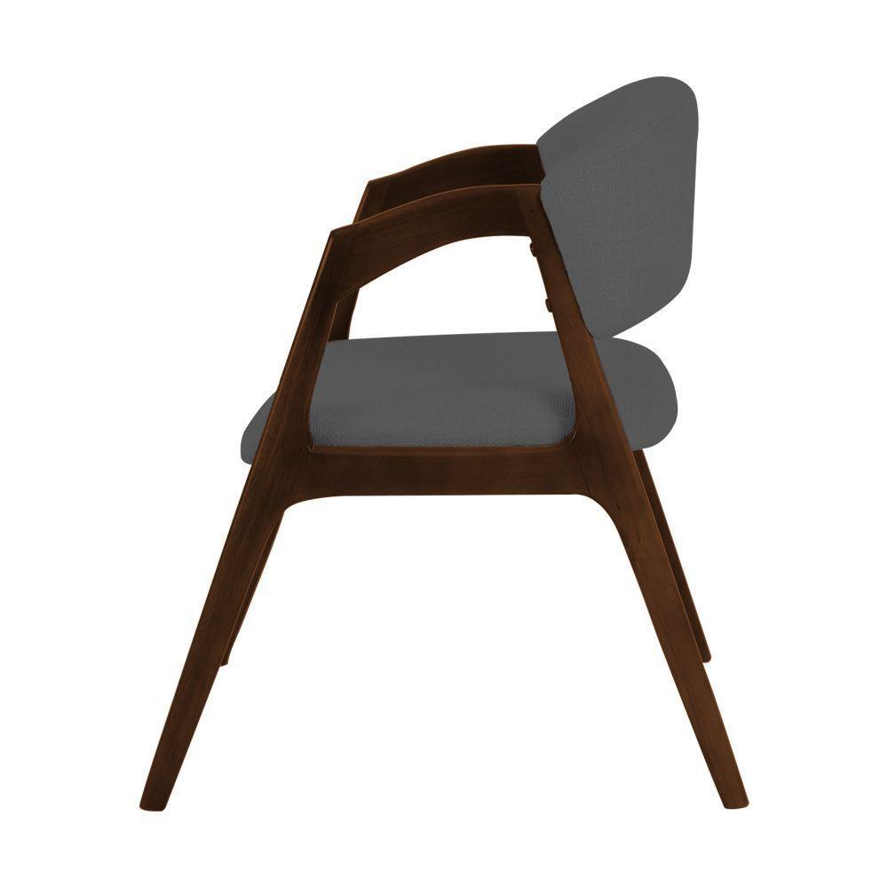 Kit 2 Cadeiras De Jantar Gabriela Em Madeira E Mdf Mel Linho Cinza Grafite - 6