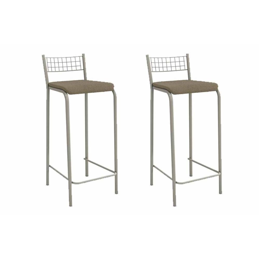 Kit 2 Banquetas Sala Jantar Gênova 2b705nk Aço 2 Un Niquel-boucle Bege Fendi - Kappesberg - 1