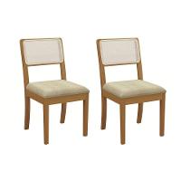 Kit 2 Cadeiras Sala Jantar Lola 2cmm001ca Premium Madeira Maciça 2 Un Carvalho-boucle Bege Fendi-tela Bege - Kappesberg - 1