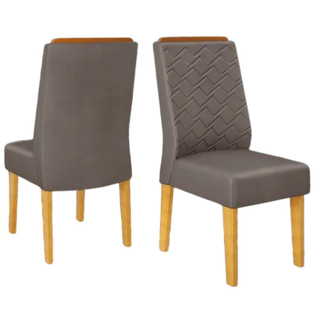 Kit 2 Cadeiras De Jantar Estofadas Lidia Veludo Lunar Cedro Dj Moveis Veludo Lunar Cedro - 1