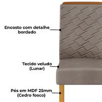 Kit 2 Cadeiras De Jantar Estofadas Lidia Veludo Lunar Cedro Dj Moveis Veludo Lunar Cedro - 5