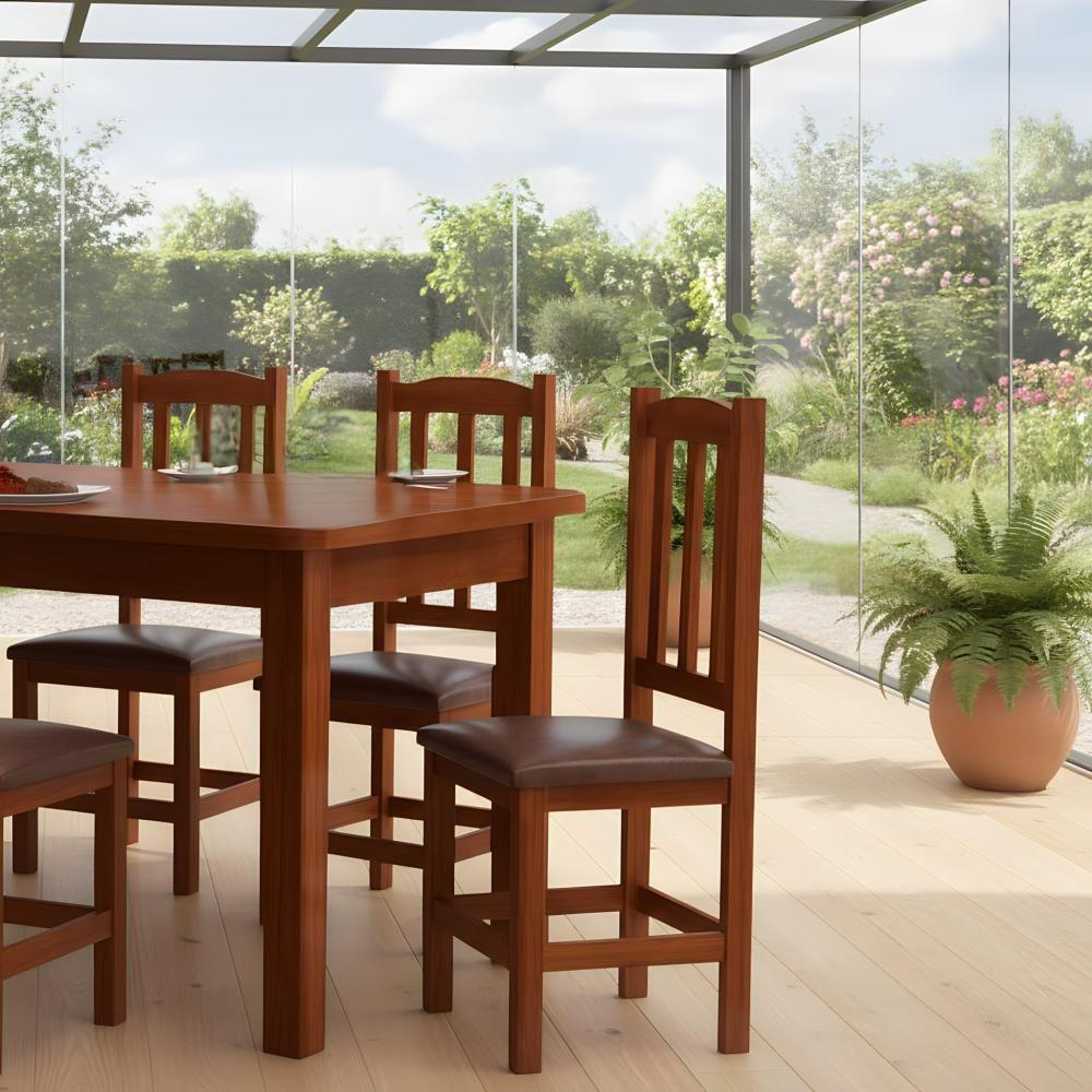 Kit 2 Cadeiras De Jantar Em Madeira Maciça Com Assento - 2