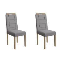 Kit 2 Cadeiras De Cozinha Flora 2cad150 Madeirado 2 Un Carvalho-suede Cinza - Kappesberg - 1