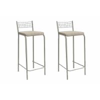 Kit 2 Banquetas Sala Jantar Gênova 2b705nk Aço 2 Un Niquel-linho Bege Fendi - Kappesberg - 1