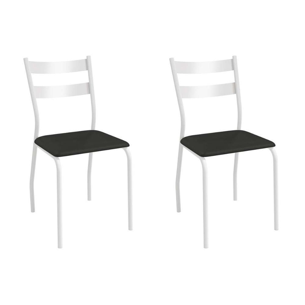Kit 2 Cadeiras Sala Jantar Bali 2c141br Aço 2 Un Branco-corano Preto - Kappesberg - 1