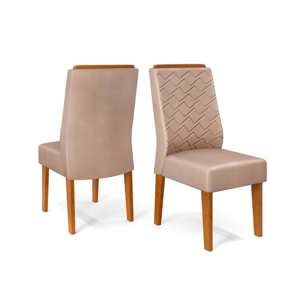 Kit 2 Cadeiras Sala Jantar Lidia 2 Un Freijó-suede Kraft Bege - Dj Móveis - 1