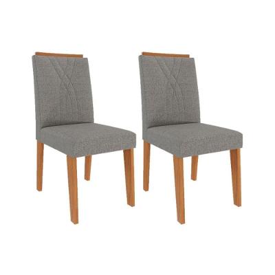 Kit 2 Cadeiras Sala Jantar Nicole 2 Un Cinamomo-linho Grafite - Cimol