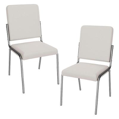 Kit 2 Cadeiras Cromada Sala Jantar 2c129cr Corino Branco Kappesberg Branco
