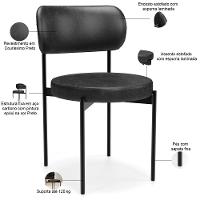 Kit 02 Cadeiras Estofadas Para Sala De Jantar Louvre L02 Couríssimo Preto - Lyam Decor