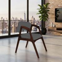 Kit 2 Cadeiras De Jantar Gabriela Em Madeira E Mdf Castanho Linho Cinza Grafite - 2