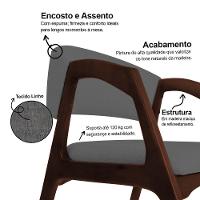 Kit 2 Cadeiras De Jantar Gabriela Em Madeira E Mdf Castanho Linho Cinza Grafite - 3