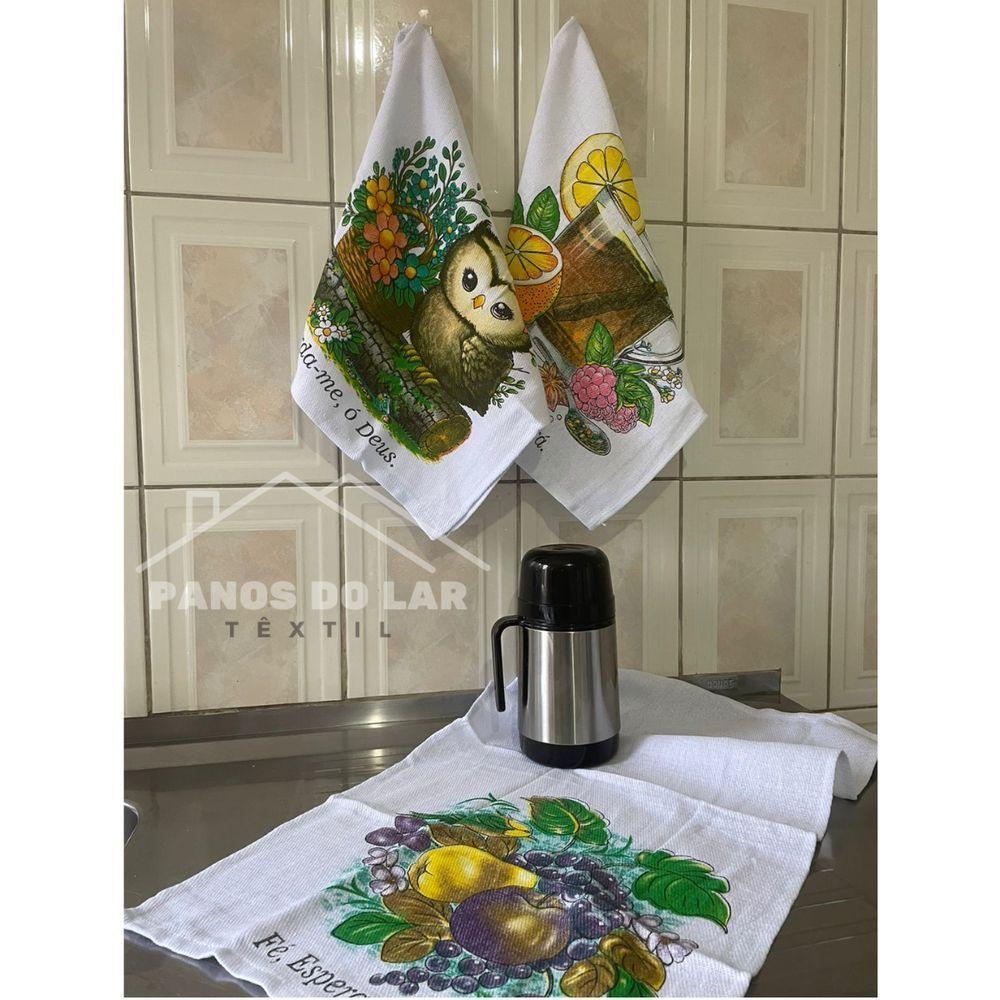 Kit 12 Pano De Prato De Cozinha 45x75 Estampado Grande Com Costura Reforçada - 3