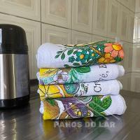 Kit 12 Pano De Prato De Cozinha 45x75 Estampado Grande Com Costura Reforçada
