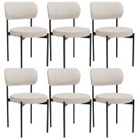 Kit 06 Cadeiras Estofadas Para Sala De Jantar Louvre L02 Linho Cru - Lyam Decor - 1