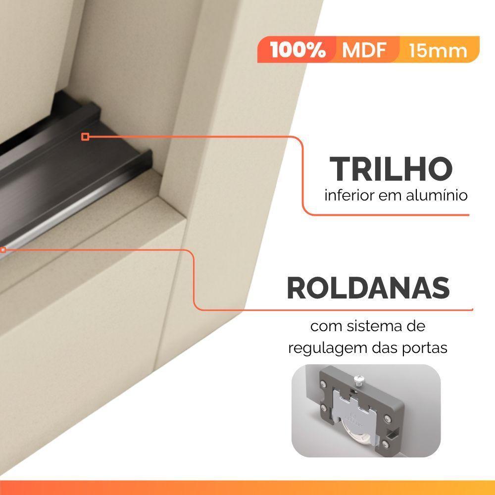 Guarda Roupas Casal 3 Portas De Correr Com Espelho Ripado 100% Mdf 6 Gavetas Dublin Off White - 7