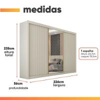 Guarda Roupas Casal 3 Portas De Correr Com Espelho Ripado 100% Mdf 6 Gavetas Dublin Off White - 3