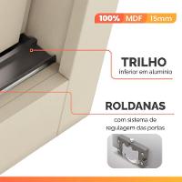 Guarda Roupas Casal 3 Portas De Correr Com Espelho Ripado 100% Mdf 6 Gavetas Dublin Off White - 7