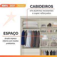 Guarda Roupas Casal 3 Portas De Correr Com Espelho Ripado 100% Mdf 6 Gavetas Dublin Off White - 8