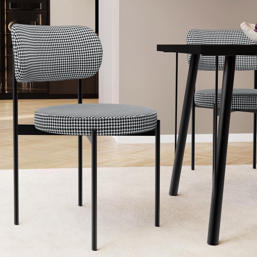 Kit 06 Cadeiras Estofadas Para Sala De Jantar Louvre L02 Pied Poule - Lyam Decor - 2